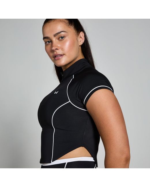 Mp Black Teo Contrast Piping 1/4 Zip Top