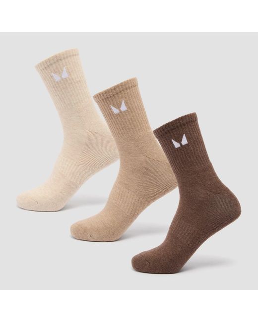 Mp Brown Crew Socks (3 Pack)