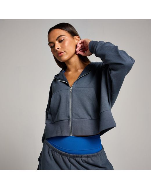 Mp Blue Teo Cropped Zip Through Hoodie