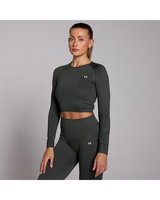 Crop Top A Maniche Lunghe Senza Cuciture Shape Da Donna di Mp in Gray