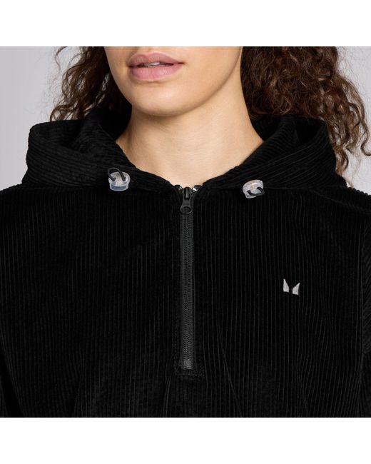 Mp Black Corduroy 1/4 Zip Hoodie