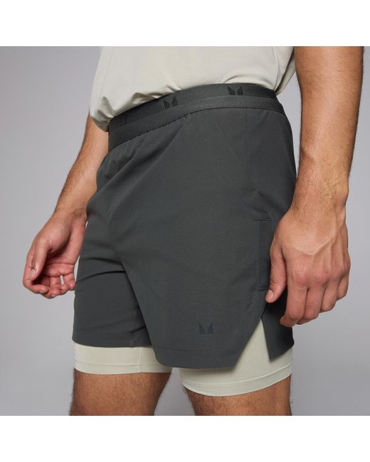 Pantalón Corto 2 En 1 Con Estaado Gráfico Teo Para Hombre De Mp de hombre de color Gray