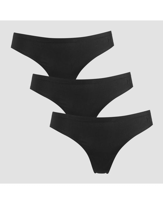 Mp Black Mid Rise No Vpl Thong (3 Pack)