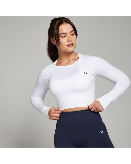 Crop Top A Maniche Lunghe Senza Cuciture Shape Da Donna di Mp in White