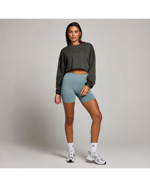 Mp Black Teo Slouchy Cropped Long Sleeve Top