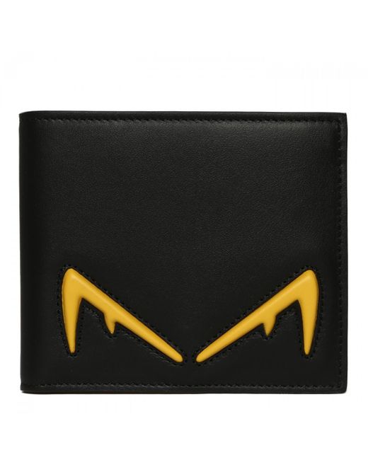 Fendi Eye Embellished Leather Wallet in Black for Men - Lyst