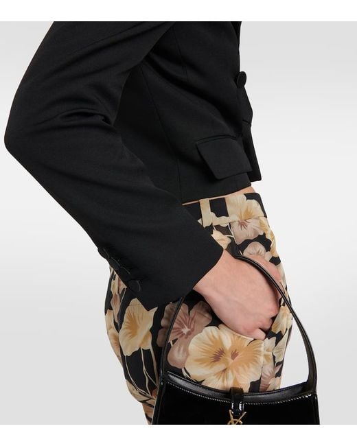 Saint Laurent Black Cropped Tuxedo Jacket