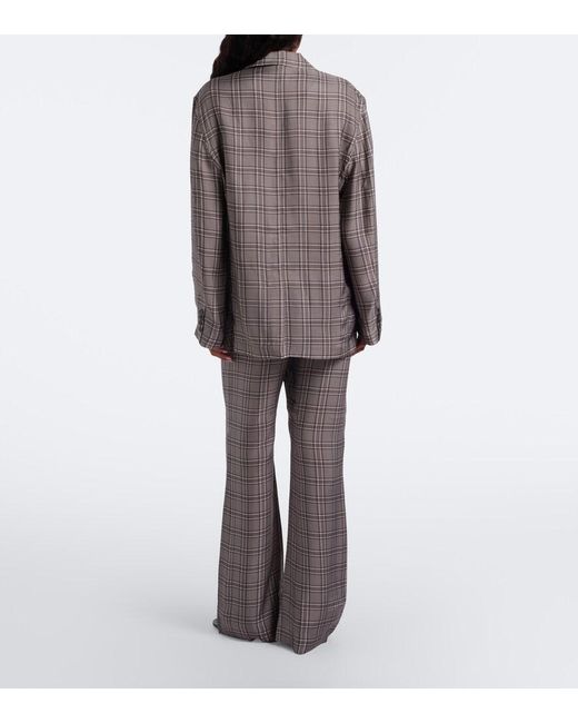 Acne Gray Checked Wide-Leg Pants