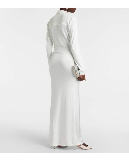 TOVE White Iana Gathered Jersey Maxi Dress