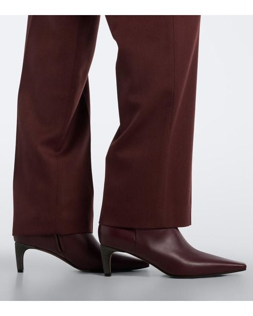 Brunello Cucinelli Purple Monili Leather Ankle Boots