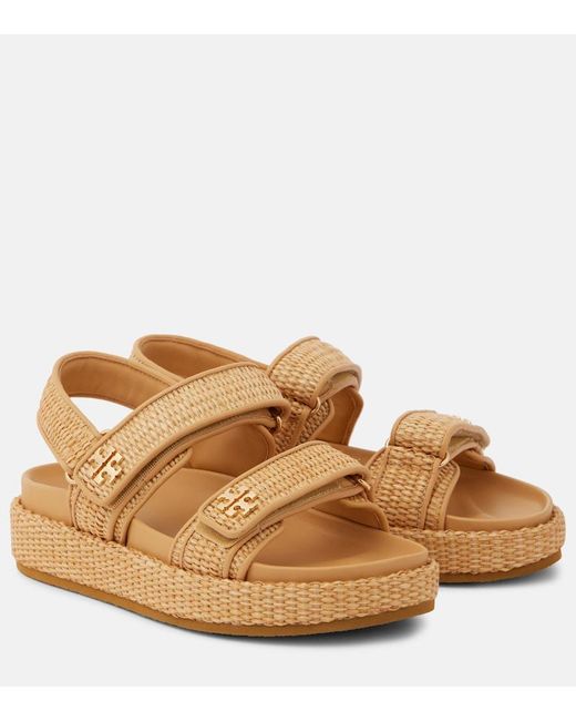 Tory Burch Brown Kira Raffia Sandals