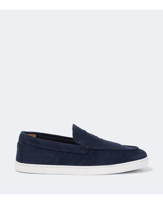 Christian Louboutin Blue Varsiboat Logo-Embossed Leather Boat Shoes for men