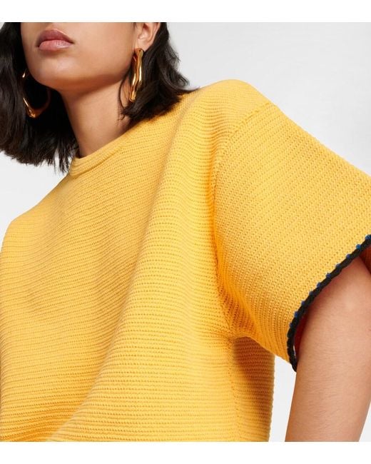 Jil Sander Yellow Jacquard-Trimmed Cotton Jersey T-Shirt