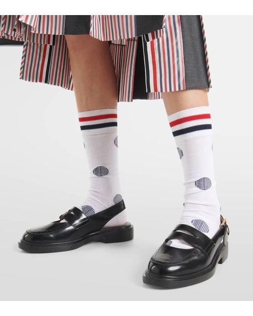 Thom Browne Black Leather Slingback Loafers