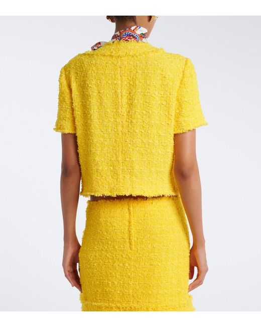 Dolce & Gabbana Yellow Cotton-Blend Boucle Jacket