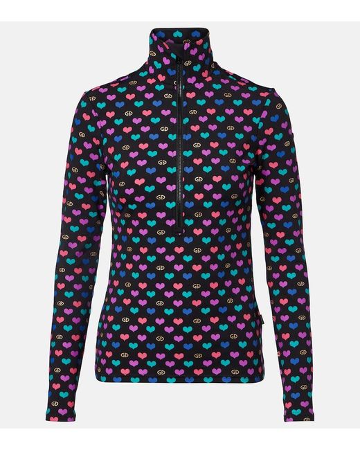 Goldbergh Blue Cuori Printed Ski Top