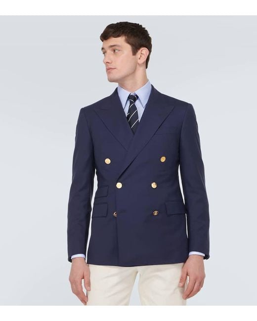 Ralph Lauren Blue Gregory Double-Breasted Wool Blazer for men
