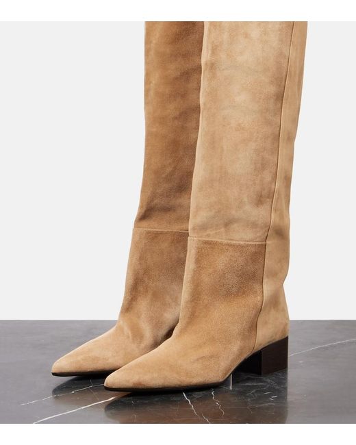 Khaite Natural Andee 40 Suede Over-The-Knee Boots