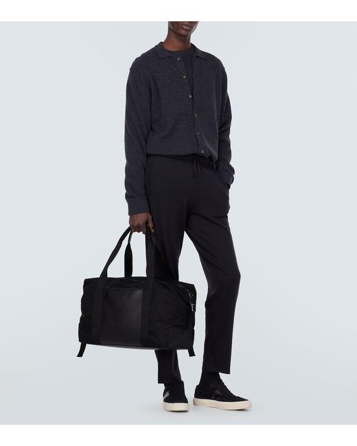 Tod's Black Large Leather-trimmed Duffel Bag for men