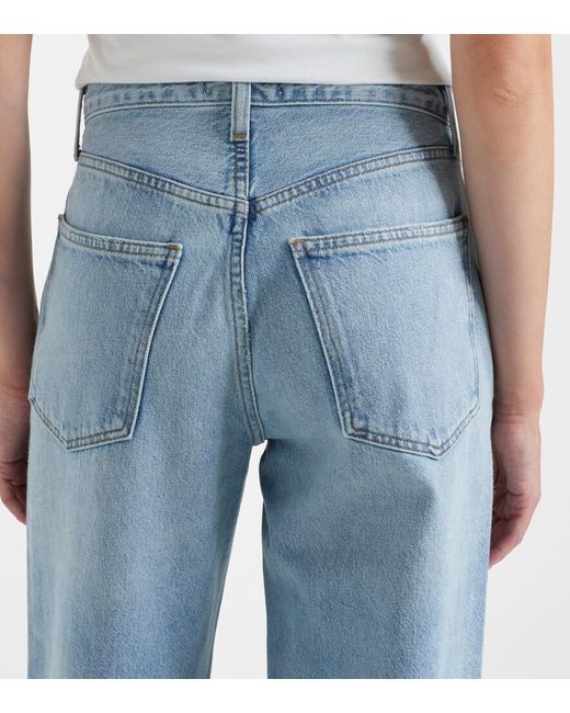 Agolde Blue Cinched Hem Straight Jeans