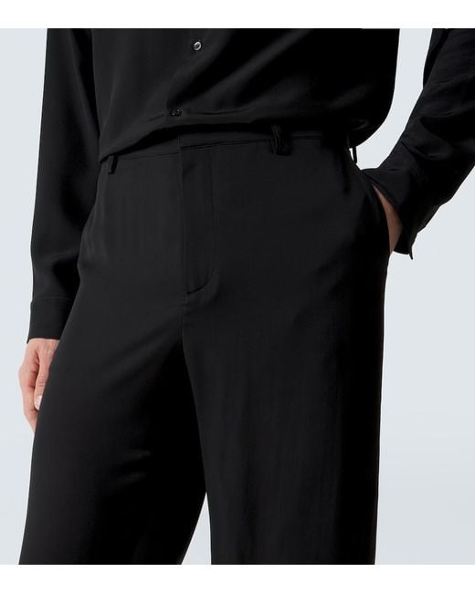 Gucci Black Silk Satin Georgette Wide-Leg Pants for men