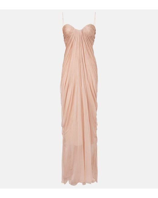 Maria Lucia Hohan Pink Victoria Gathered Silk Gown