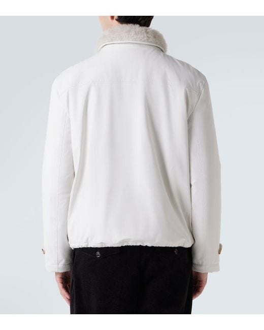 Brunello Cucinelli White Shearling-Lined Jacket for men