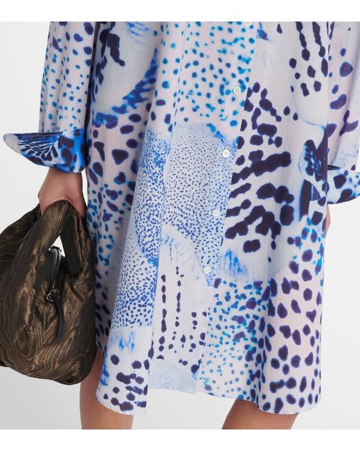 Dries Van Noten Blue Printed Cotton Voile Shirt