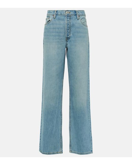 Re/done Blue Mid-Rise Straight Jeans