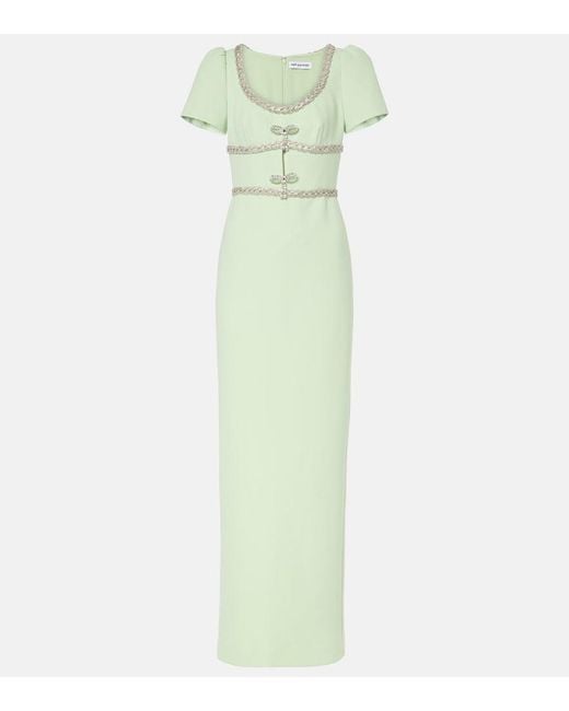 Self-Portrait Green Embellished Crepe Gown