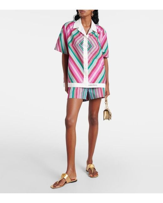 Valentino Pink Printed Cotton Poplin Shirt