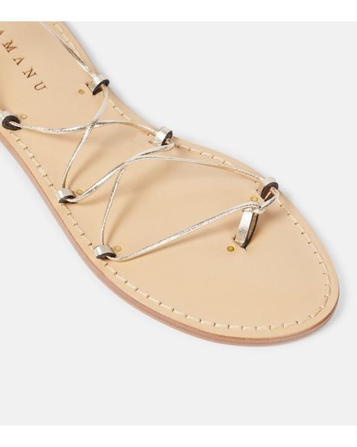 Amanu Natural Serengetti Metallic Leather Sandals