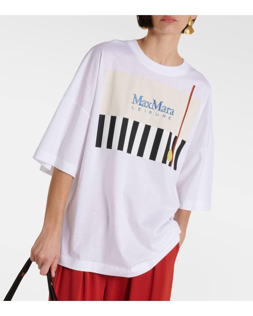 Max Mara White Satrapo Printed Cotton Jersey T-shirt