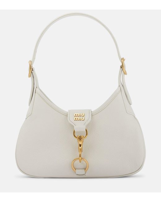 Bolso al hombro Madras Small de piel de Miu Miu de color Blanco | Lyst