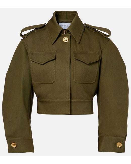 Givenchy Green Cropped Cotton And Wool Jacket