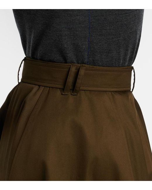 Burberry Green Cotton Gabardine Midi Skirt