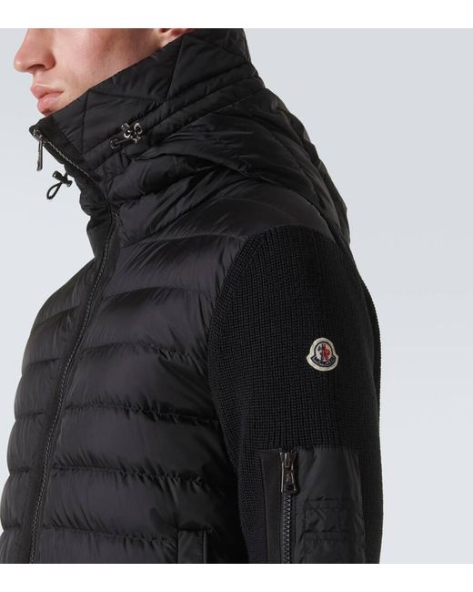 Moncler Black Down-paneled Wool-blend Jacket for men