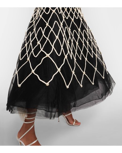 Robe longue a ornements Carolina Herrera en coloris Black