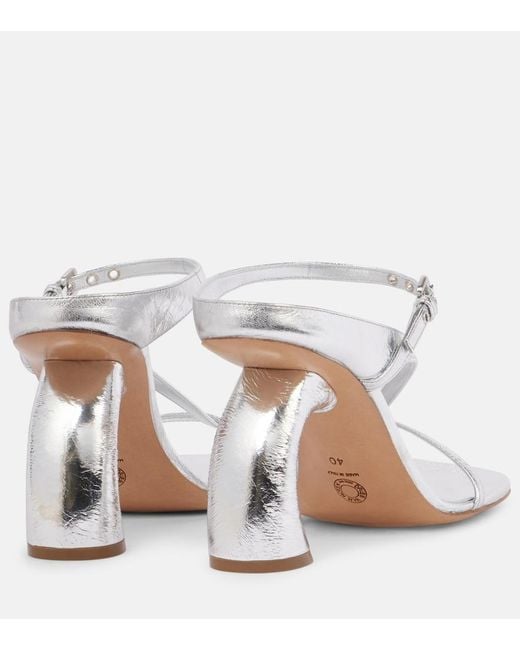 Dries Van Noten White Metallic Patent Leather Mules