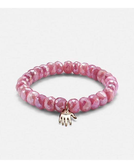 Sydney Evan Pink 14Kt Bracelet With Moonstones And Diamonds