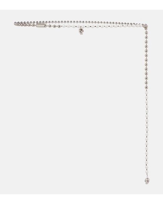 McQueen White Skull Embellished Chain Belt