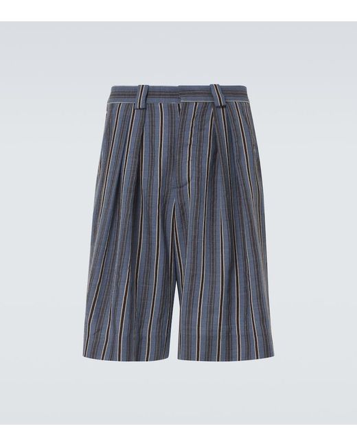 King & Tuckfield Blue Striped Wool Bermuda Shorts for men