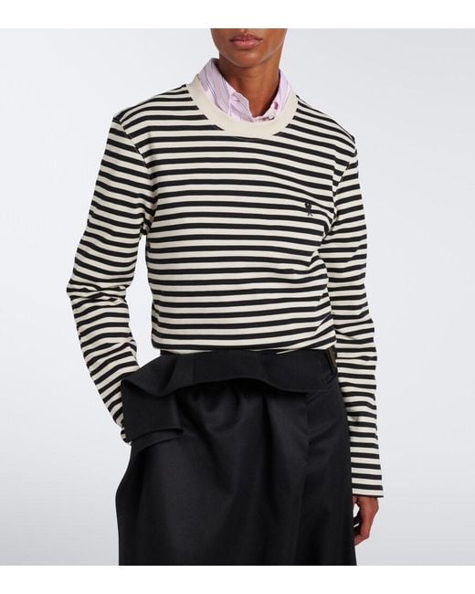 AMI Black Ami De Coeur Striped Cotton T-Shirt