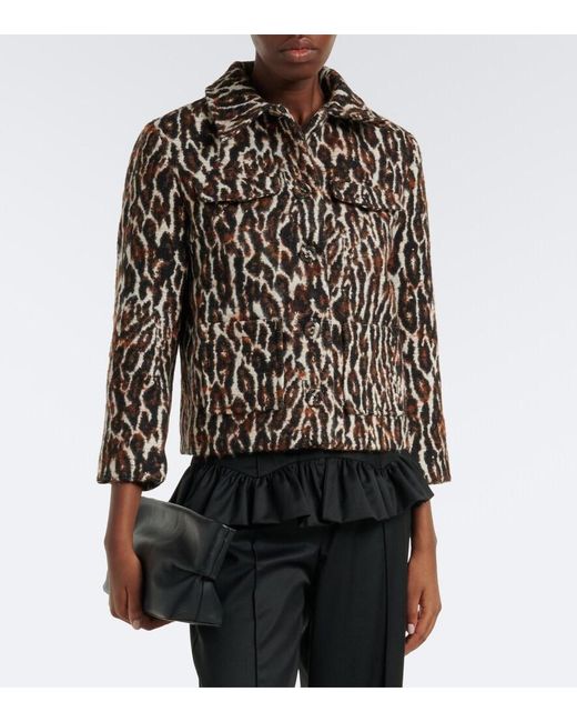Ganni Black Leopard-Print Jacquard Jacket