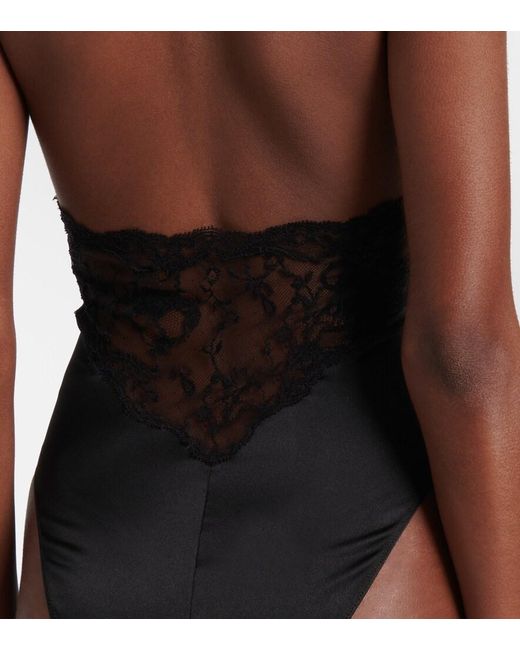 Givenchy Black Lace And Jersey Bodysuit