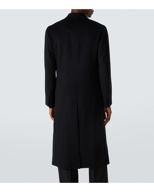 Saman Amel Black Wool And Cashmere Overcoat for men