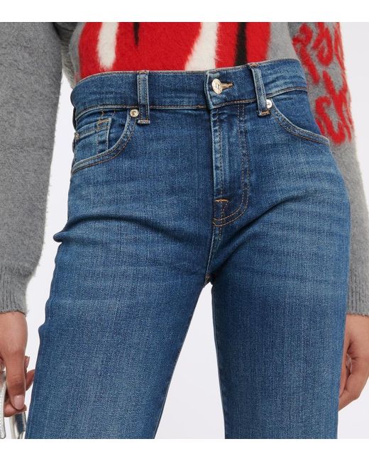 7 For All Mankind Blue Mid-Rise Bootcut Jeans