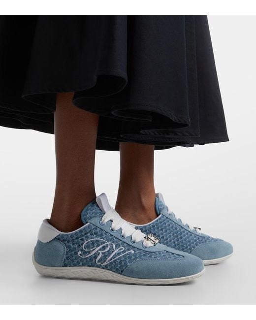 Roger Vivier Blue Viv' Suede-Trimmed Sneakers