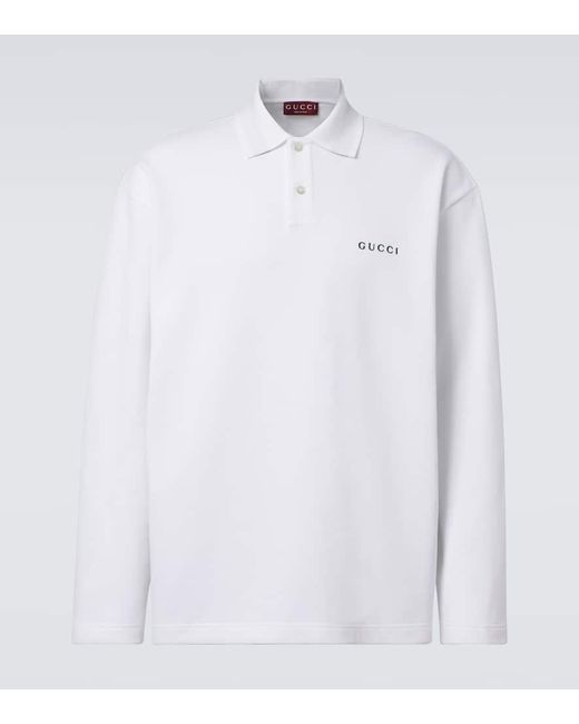 Gucci White Cotton Piquet Polo Shirt With Web for men