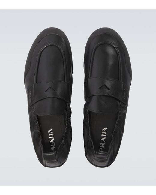 Prada Black Leather Loafers for men